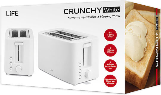 Life Crunchy Toaster 2 Schlitze 750W Weiß