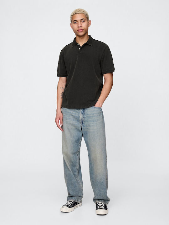 Polo Herrenbluse Kurzarm Schwarze