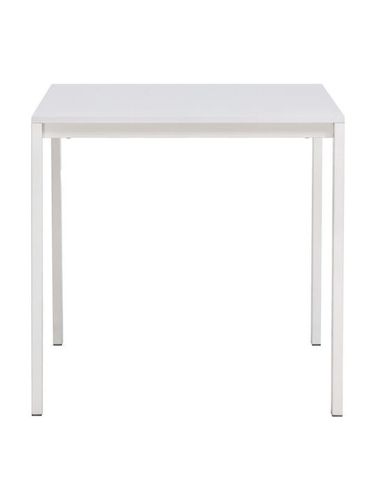 Square Table Dining Room Wooden White 75x75x75cm