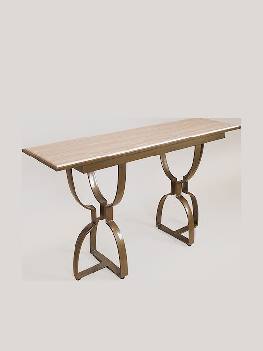 Dining Room Table Wooden with Metal Frame Gold-White 140x40x80cm