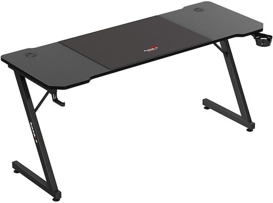 Birou Gaming Hero din Lemn Negru cu Picioare Metalice 160x60x74cm
