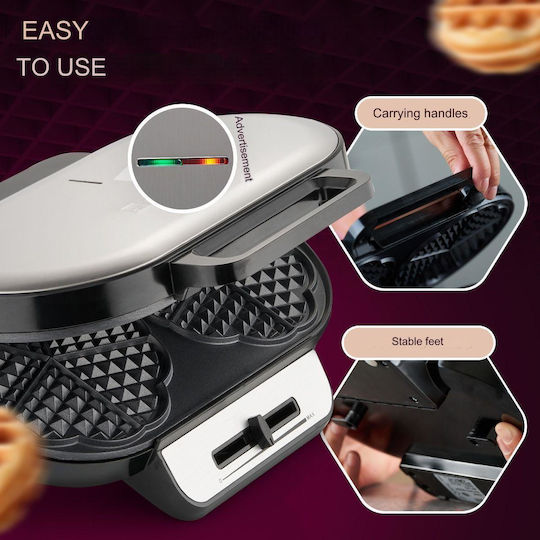 Clatronic WA 3745 Βαφλιέρα για Βάφλες Καρδιά 2 Θέσεων 1200W