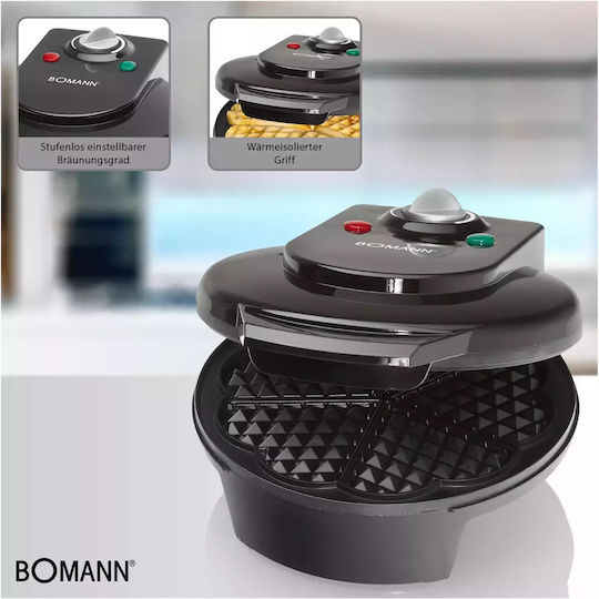 Bomann WA 5018 CB Waffle Maker for Heart Waffles 1200W Black