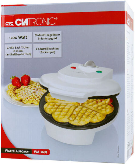 Clatronic WA 3491 Waffle Maker For Heart Waffles 1200W White