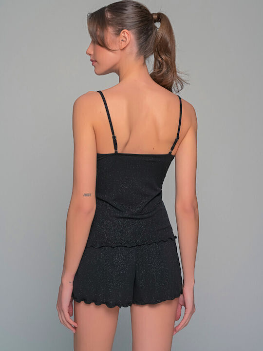 Γυναικείο Crop Top με Τιράντες Μαύρο