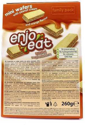 enjoeat Γκοφρέτα Κρέμα Φυστίκι & Πορτοκάλι 260gr