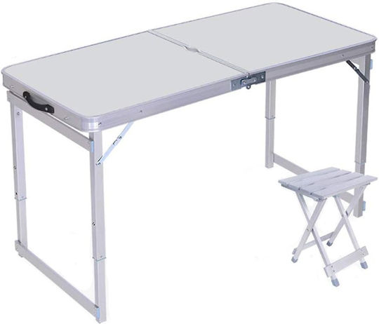 ForHome Metallic Table Set for Camping Foldable 60x120x70cm Silver