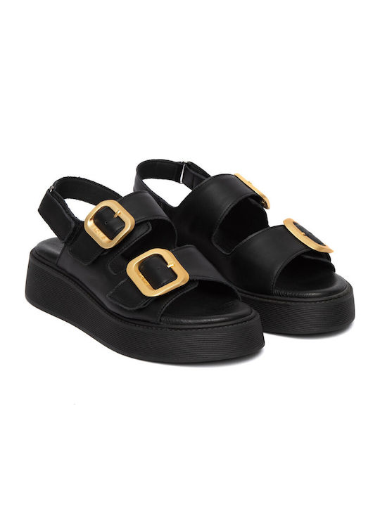 Komis & Komis Sandale Casual Damă Anatomici De Piele Negre