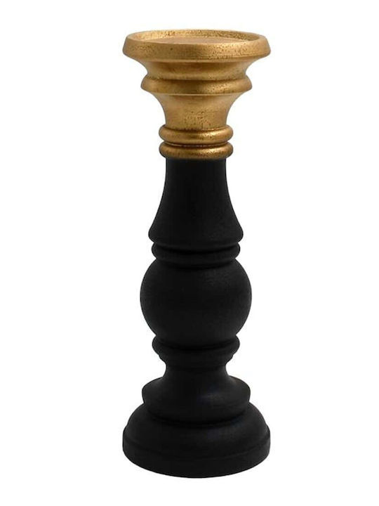 Suport pentru lumânări din polirășină Fylliana Fl39315 culoare negru-auriu 10x30cm 281-224-003