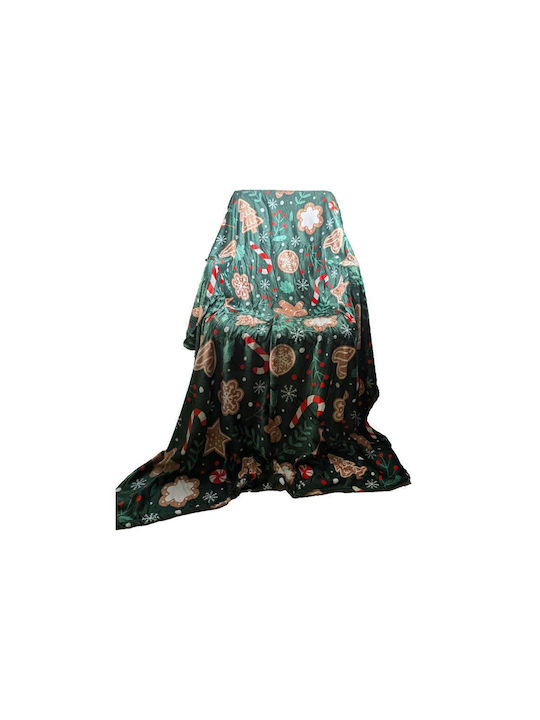 Pătură de Crăciun din Fleece Verde Single 150x200cm