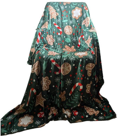 Xριστουγεννιάτικη Κουβέρτα Fleece Πράσινη Μονή 150x200εκ Xριστουγεννιάτικη Κουβέρτα Fleece Πράσινη Μονή 150x200εκ