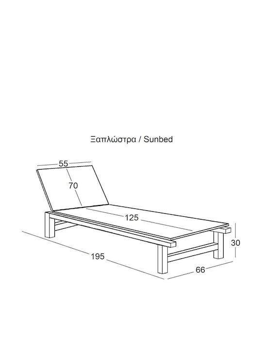 Deckchair Wooden Wooden sun lounger with Textilene Fabric White 190x69x30cm.