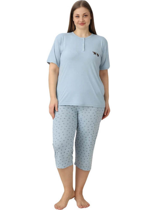 Lindros Summer Women's Pyjama Set Sky Blue