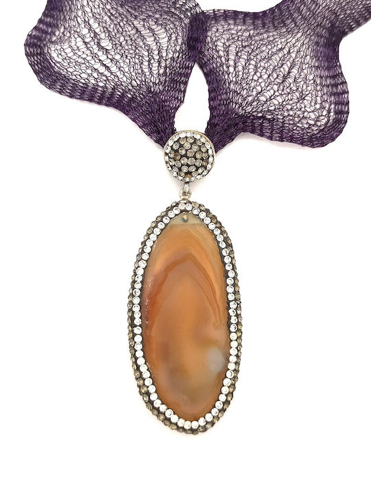 PS Silver Silver Necklace with Brown Stones