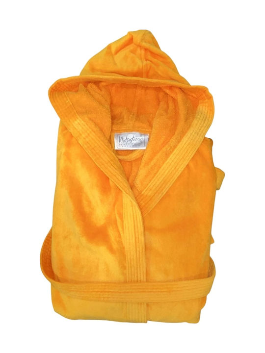 Halat de baie din velur Klotsotiras, culoare solidă, 100% bumbac Art.74/1 Portocaliu