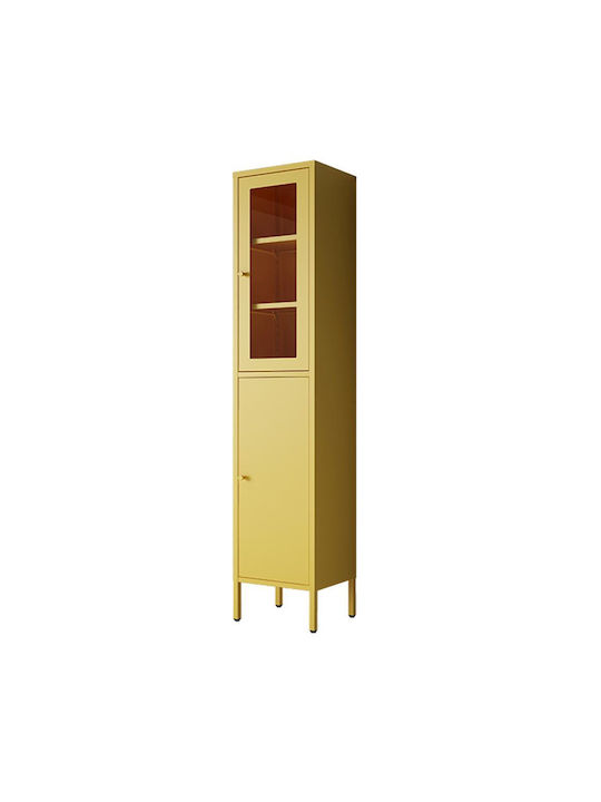 Wohnzimmer Vitrine aus Metallisch mit Verglast Gelbe 35x30x180cm
