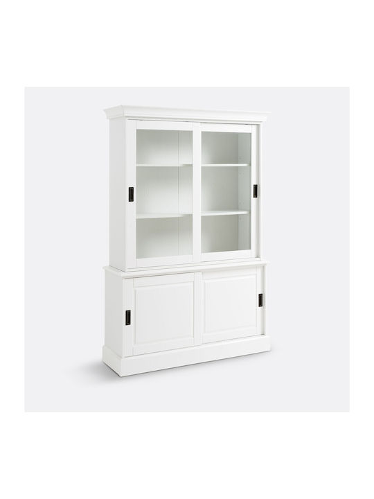 Authentic Style Подов Витрина за хол от MDF със Стъкло Бяла 130x40x191см