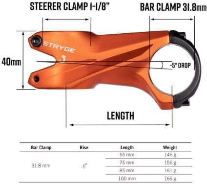 Funn 86-00020 Bicycle Handlebar Stem -5°