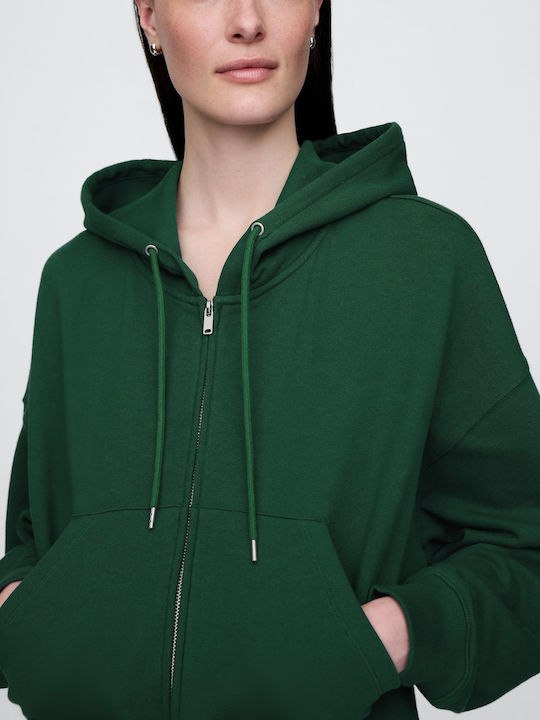 Long Women's Sweatshirt Jacket Hooded Balsam Tree Green