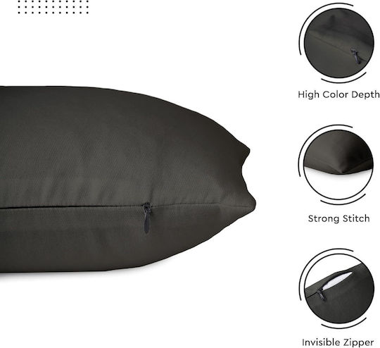 Decorative Pillow Case Linen 100% Cotton Black 60x60cm