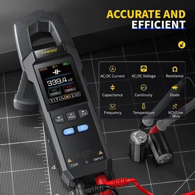 Fnirsi Clamp Meter Digital 600A AC True RMS with Test Leads FNR-DMC-100