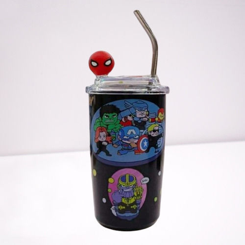 Rostfreier Stahl Kinder Trinkflasche Rächer Thermos mit Stroh 460ml (Verschiedene Designs oder Farben)