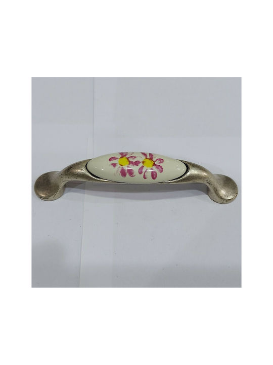 Porcelain Italian Furniture Handle Premiere 1413-arg Size 9.6cm Antique Silver Porcelain