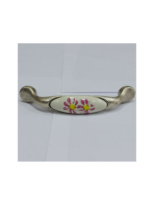 Porcelain Italian Furniture Handle Premiere 1413-arg Size 9.6cm Antique Silver Porcelain