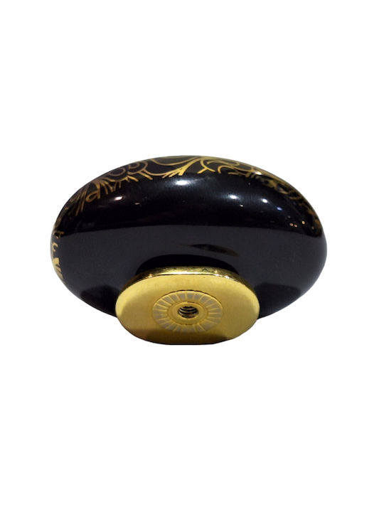 Porcelain Italian Furniture Knob Premiere 1282-oro1 Gold Glossy Porcelain
