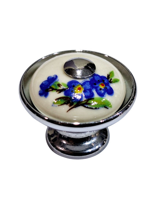 Porzellan Italienischer Möbelknopf Gem 9095-ino1 Chrom Glänzend Porzellan