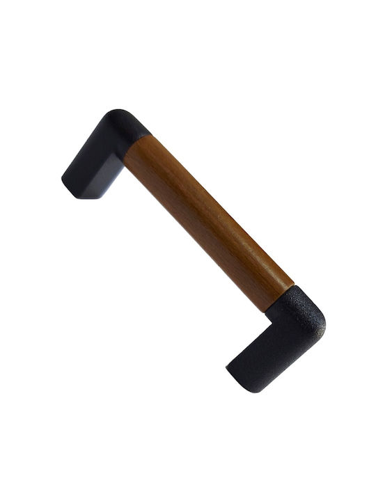 Italian Furniture Handle Eureka 11679-064-lef1 Black Matt Wood Size 6.4cm