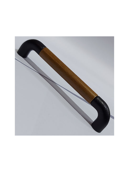 Italian Furniture Handle Eureka 11684-096-lef1 Black Matte Wood Size 9.6cm