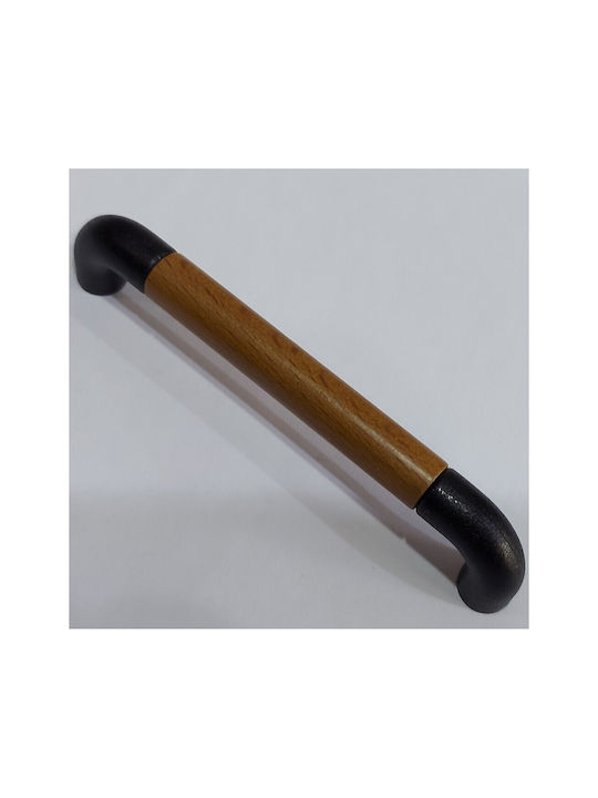 Italian Furniture Handle Eureka 11684-096-lef1 Black Matte Wood Size 9.6cm