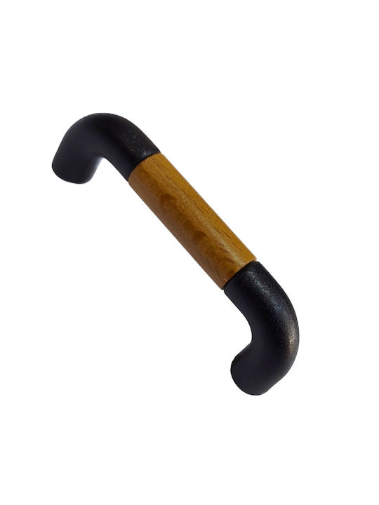 Italian Furniture Handle Eureka 11687-064-lef1 Black Matte Wood Size 6.4cm