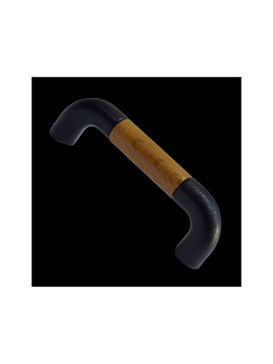 Italian Furniture Handle Eureka 11687-064-lef1 Black Matte Wood Size 6.4cm