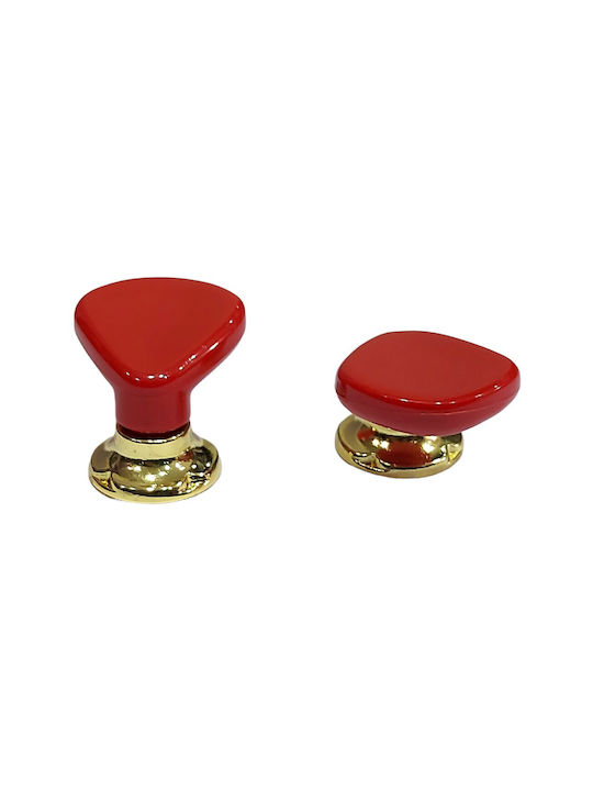 Italian Furniture Knob Acm 11422-000-ino1 Gold-Red Diameter 30