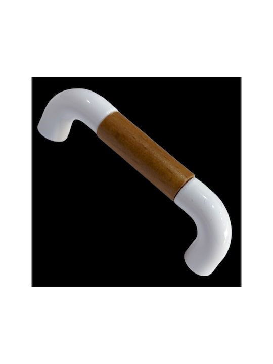 Italian Furniture Handle Eureka 11686-064-lef1 White Wooden Size 6.4cm