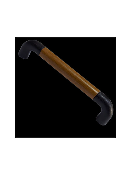 Italian Furniture Handle Eureka 11684-096-lef1 Black Matte Wood Size 9.6cm