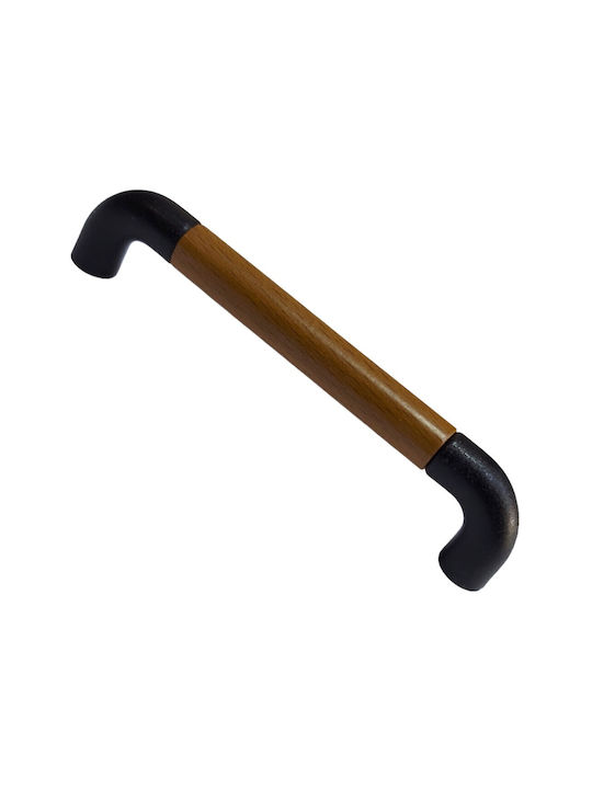 Italian Furniture Handle Eureka 11684-096-lef1 Black Matte Wood Size 9.6cm