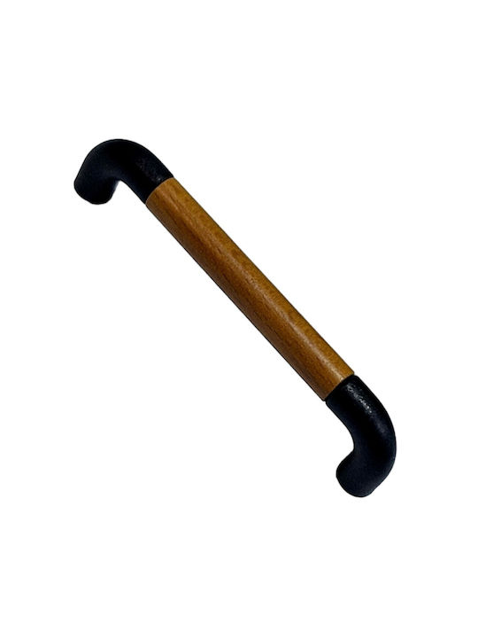 Italian Furniture Handle Eureka 11684-096-lef1 Black Matte Wood Size 9.6cm