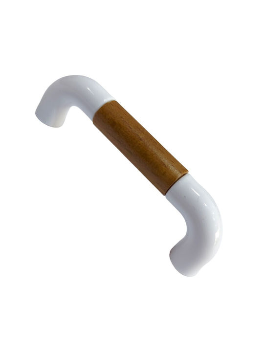 Italian Furniture Handle Eureka 11686-064-lef1 White Wooden Size 6.4cm