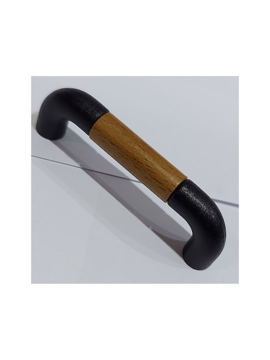Italian Furniture Handle Eureka 11687-064-lef1 Black Matte Wood Size 6.4cm