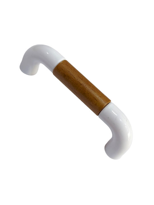 Italian Furniture Handle Eureka 11686-064-lef1 White Wooden Size 6.4cm