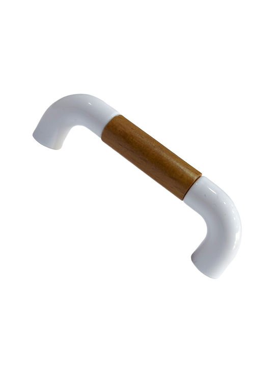 Italian Furniture Handle Eureka 11686-064-lef1 White Wooden Size 6.4cm