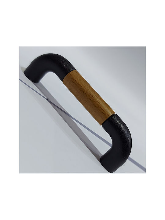 Italian Furniture Handle Eureka 11687-064-lef1 Black Matte Wood Size 6.4cm