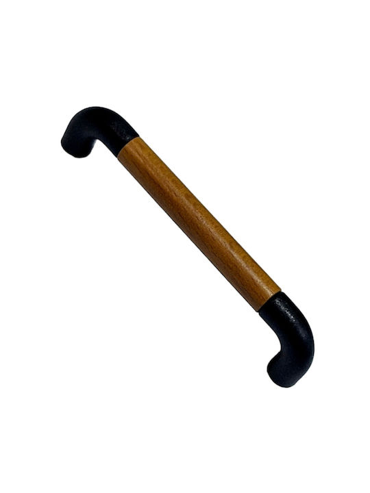 Italian Furniture Handle Eureka 11684-096-lef1 Black Matte Wood Size 9.6cm