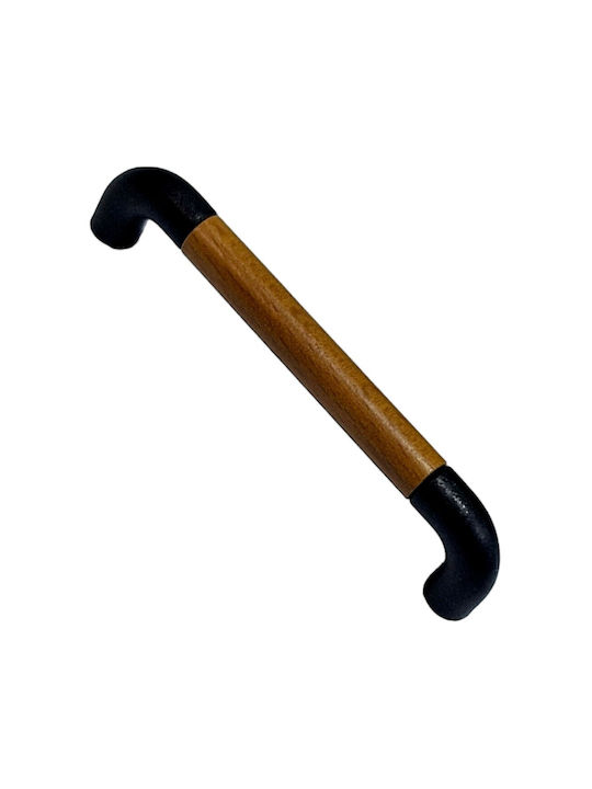Italian Furniture Handle Eureka 11684-096-lef1 Black Matte Wood Size 9.6cm