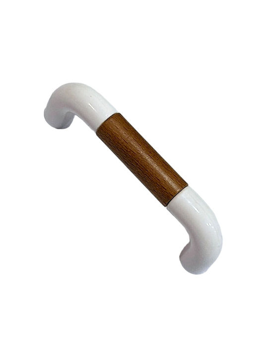 Italian Furniture Handle Eureka 11686-064-lef1 White Wooden Size 6.4cm