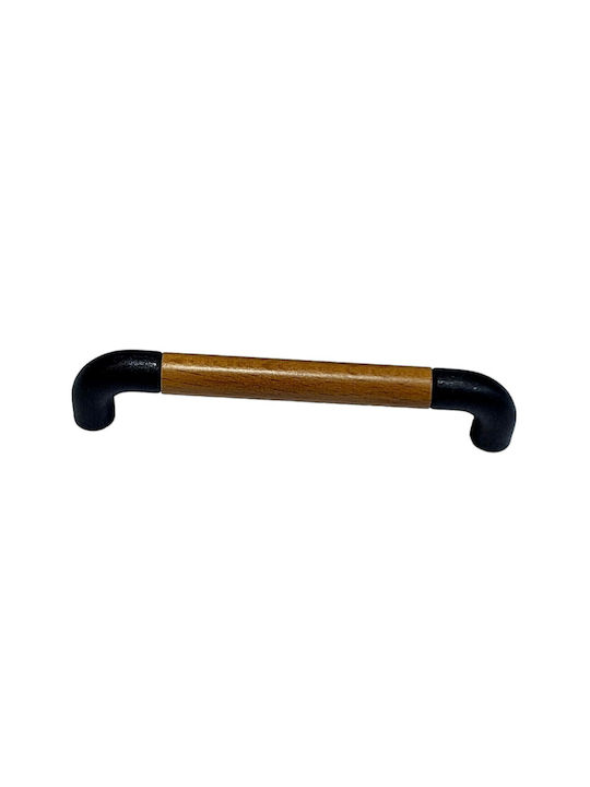 Italian Furniture Handle Eureka 11684-096-lef1 Black Matte Wood Size 9.6cm