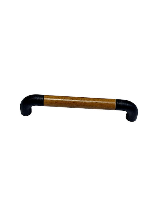 Italian Furniture Handle Eureka 11684-096-lef1 Black Matte Wood Size 9.6cm